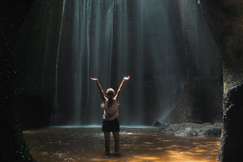 Bali cave waterfall